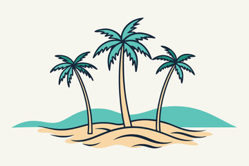 Obraz premium Palm tree on the beach vector illustration 