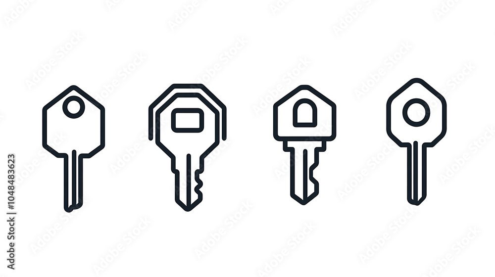 Poster minimal vector icons of keys in black