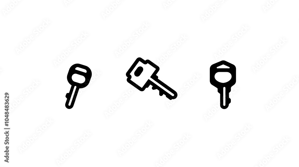 Poster minimal black vector icons of keys