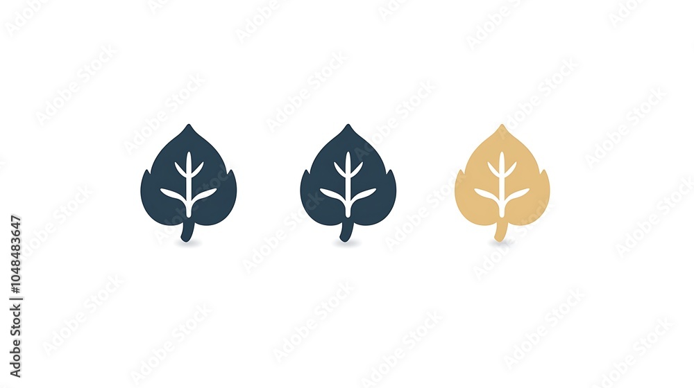 Poster minimal vector leaf icons in black and beige color scheme
