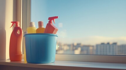 Cleaning Supplies on a Window Sill