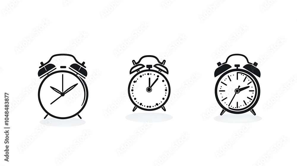 Poster simple black clock vector icons for design