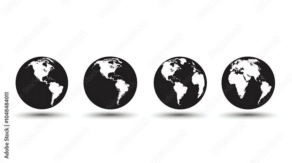 Poster simple black globe vector icons for design use