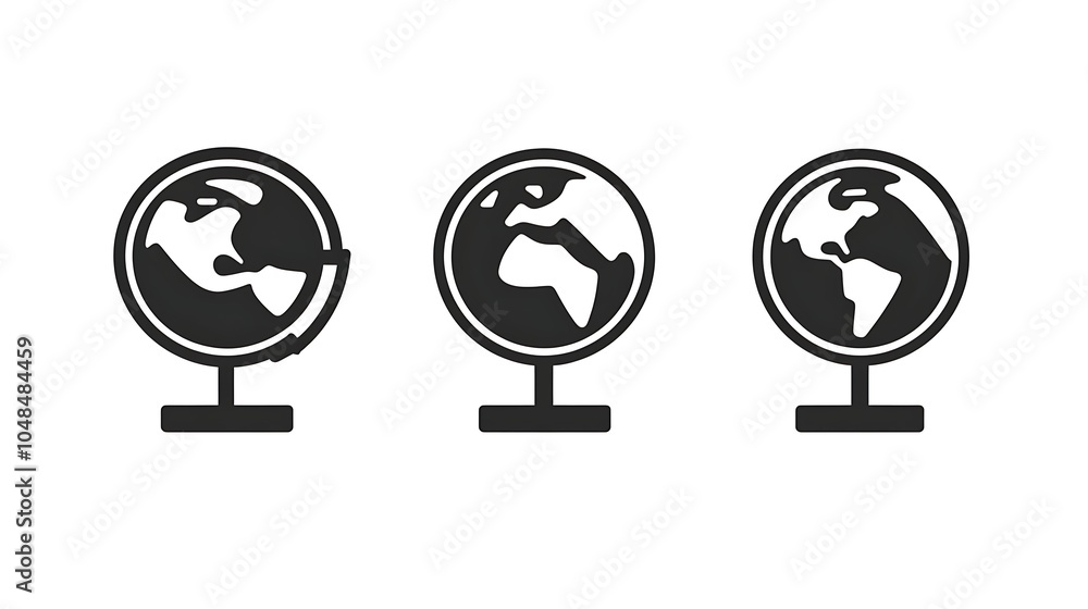 Poster vector icons of globes in simple design