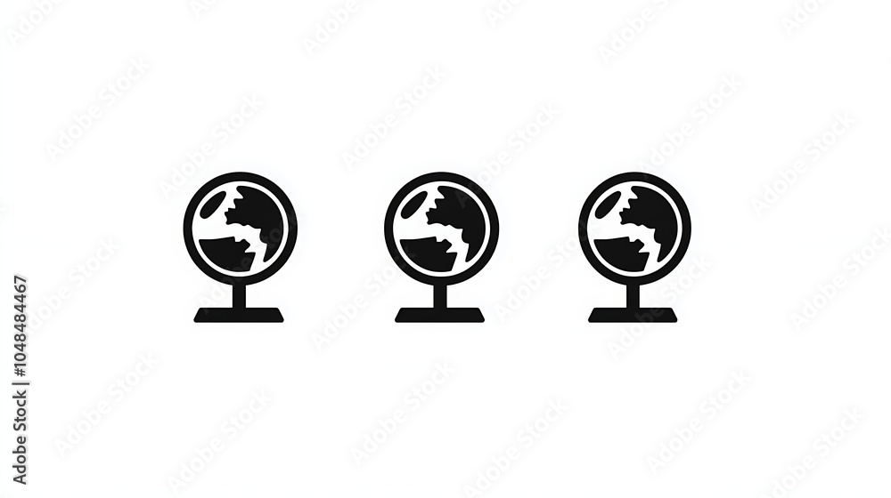 Poster simple vector icons of globe for design projects