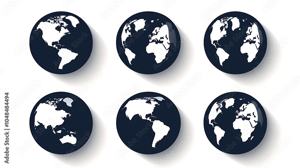 Poster simple vector icons of globes for design projects