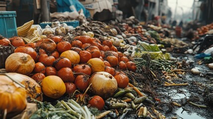 Vibrant Display of Autumn Produce at Local Market