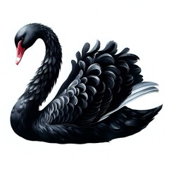 Fototapeta premium Detailed Black Swan Illustration with Intricate Feather Patterns 