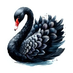 Fototapeta premium Detailed Black Swan Illustration with Intricate Feather Patterns 