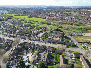 Aerial View of Birmingham City of England United Kingdom During Sunset. Aerial View of Was Captured with Drone's Camera on March 30th, 2024