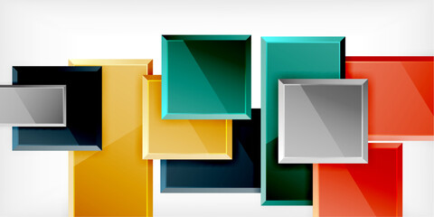 Fototapeta premium Colorful squares and rectangles. Vector Illustration For Wallpaper, Banner, Background, Card, Book Illustration, landing page