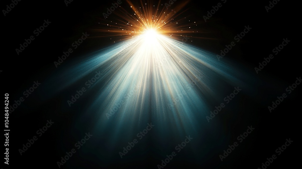 Poster Flickering Star Rays Animation, dynamic display of shimmering white and blue light beams radiating in an abstract dark space, creating a mesmerizing visual experience.
