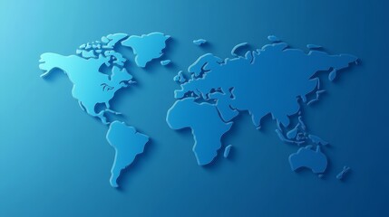 Fototapeta premium Abstract Blue World Map Design with Gradient Background