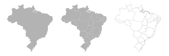 Set of BRAZIL Maps with Main Map and Regional maps