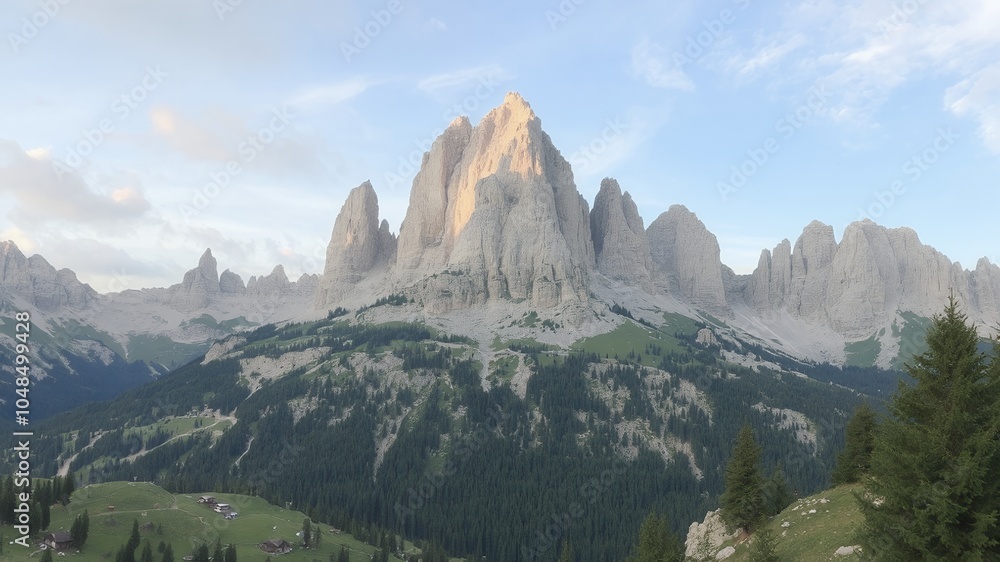 Poster A majestic mountain range in the Alps,  with a cloudy sky overhead.