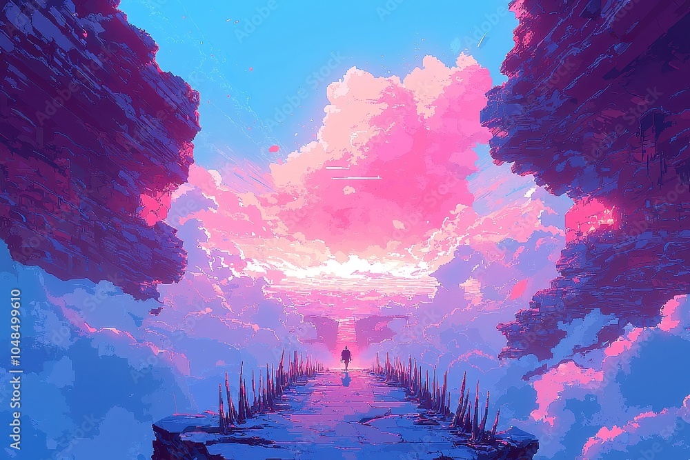 Poster dynamic spiked walls in a vibrant pixel art environment, seamlessly shifting and adapting with preci