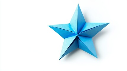Obraz premium Blue Origami Star on White Background