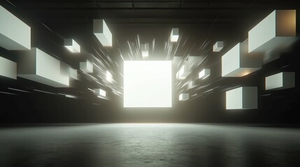 Futuristic Transition Masks Collection, a set of 22 animated monochrome block figure templates for dynamic motion graphics, featuring abstract designs and seamless transitions.