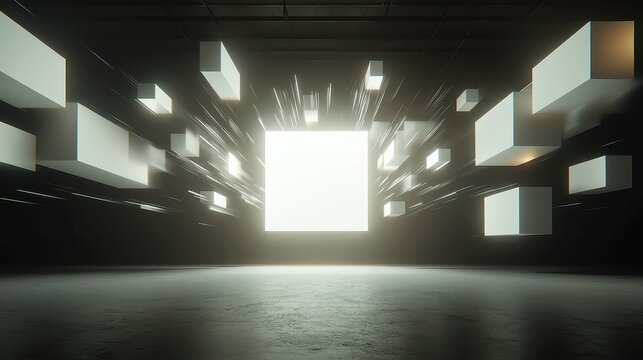 Futuristic Transition Masks Collection, a set of 22 animated monochrome block figure templates for dynamic motion graphics, featuring abstract designs and seamless transitions.