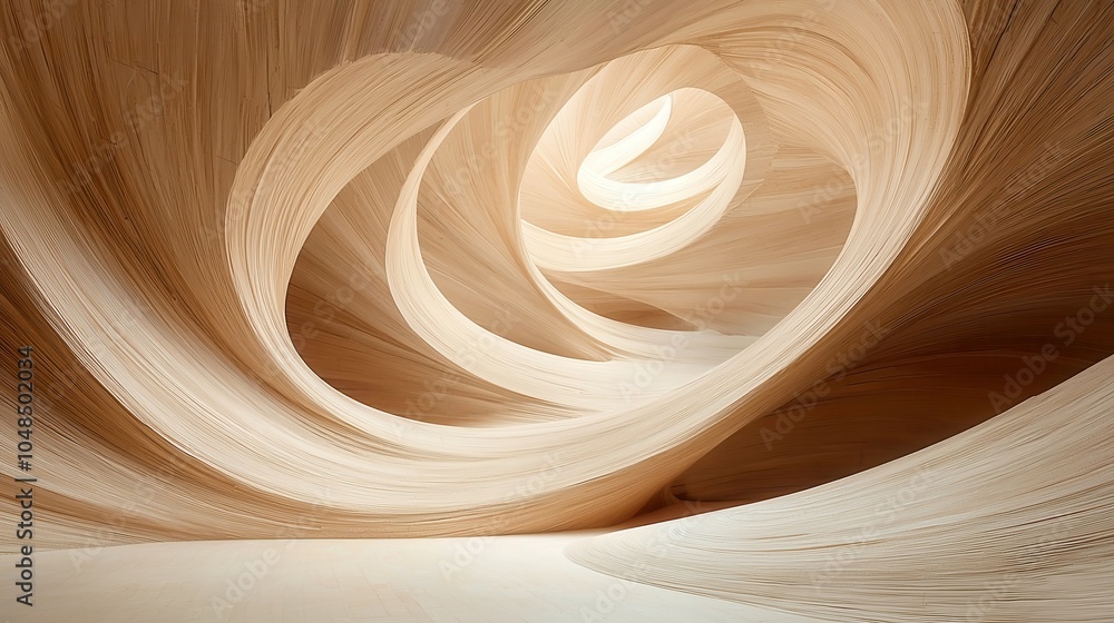 Poster abstract flowing forms, a seamless design of dynamic curves, inviting exploration of space and movem