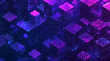 Fototapeta premium Vibrant Abstract 3D Cubes with Purple and Blue Gradient Background