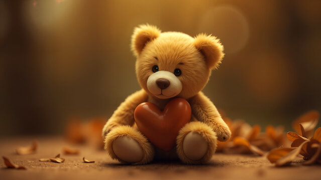 Charming Stuffed Bear Cradled in Its Mouth, Inviting Warmth and Nostalgia in an Enchanting Scene