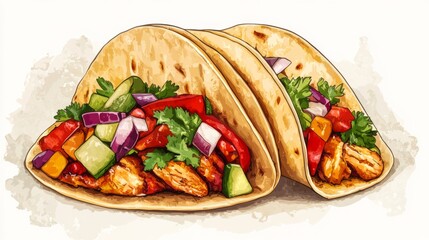 Delicious Chicken Tacos Illustration