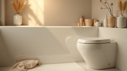 Fototapeta premium Elegance in Simplicity: A Modern Bathroom Scene Featuring Luxurious Toilet Paper and Inviting Decor