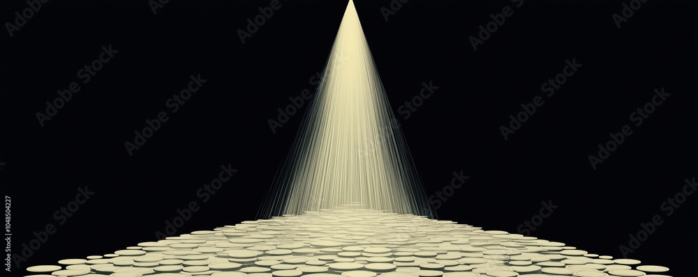 Poster illuminated platform with a beam of light creating a dramatic effect against a dark background.