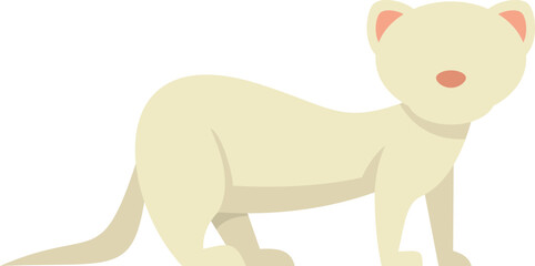 Minimalist vector illustration of a white ferret standing on four legs, isolated on white background