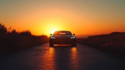 Electric Car at Sunrise