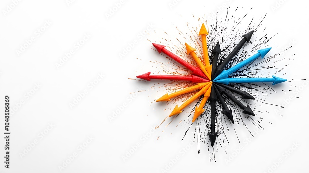 Poster hand-drawn pencil arrows with uneven sketchy lines for text direction and emphasis