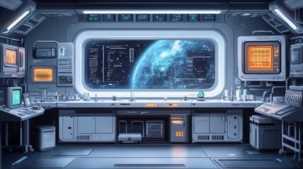 Obraz premium Futuristic Space Station Interior