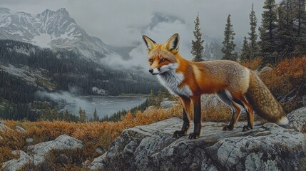 A red fox on the summ it of Mt. Washington.