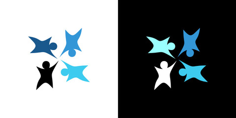 Kids reach dream icon logo background star fun abstract vector