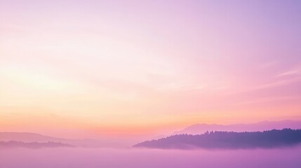 Obraz premium A serene hazy sky at twilight with soft lavender and peach tones blending into the mist, creating a quiet and calming mood