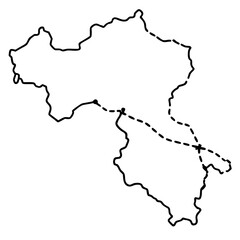 Fototapeta premium Minimalist Country Map with Dashed Borders – Vector Art