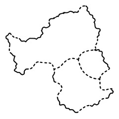 Obraz premium Minimalist Country Map with Dashed Borders – Vector Art