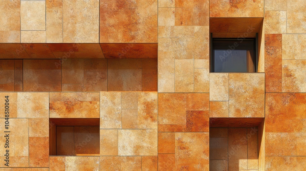 Poster abstract architecture. detail of a building facade made of stone blocks