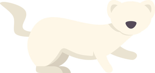 Adorable ermine illustration walking with its tail up, designed in a simple and cute flat style