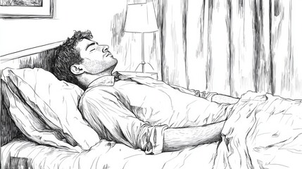 Man Relaxing in Bed