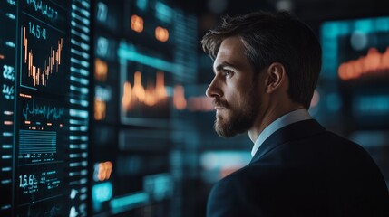 Fototapeta premium Business Professional Analyzing Data on Digital Screens