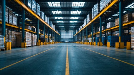 Fototapeta premium Warehouse Interior with Stacked Shelves