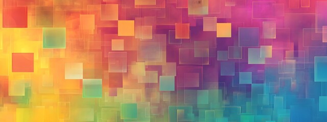 Fototapeta premium A seamless pattern of multicolored squares, each with a soft gradient that transitions from one color to another, creating an abstract and colorful background for design projects