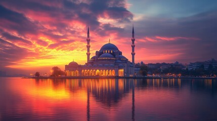 Fototapeta premium Majestic Mosque at Sunset