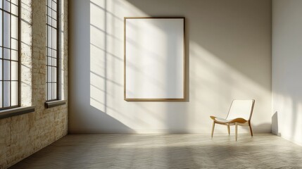 Minimalist Interior Design with Chair and Canvas