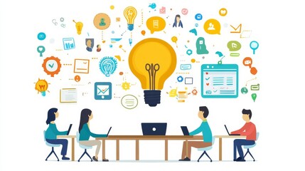 Collaborative Brainstorming Session with Creative Ideas and Technology