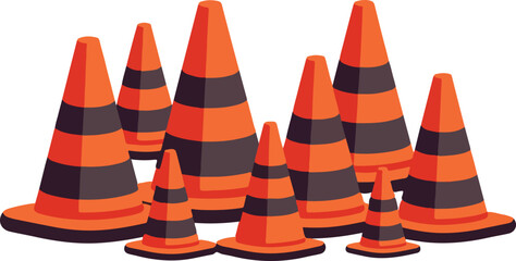 Traffic cone silhouette isolated on white background