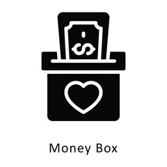 Money Box vector Glyph Design icon. Volunteering Symbol on White background EPS 10 File