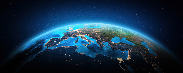 West Europe at night